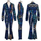 Long-sleeve All-over Print Jumpsuit