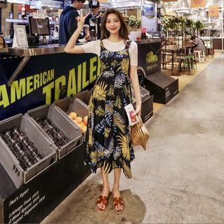 Sleeveless Tie-back Pattern Long Dress