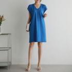 Cap-sleeve V-neck T-shirt Dress