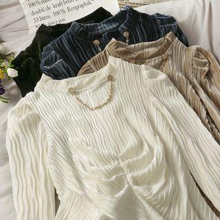 Chain-accent Ruched Velvet Top