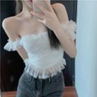 Off-shoulder Ruffled Lace Camisole Top