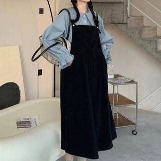 Plain Midi Overall Dress / Plain Shirt