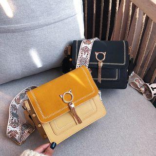 Embroidered Trim Hoop Crossbody Bag