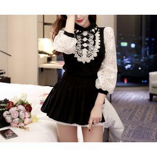 Inset Shorts Lace Pleated Mini Skirt