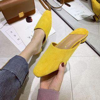 Faux Suede Low Heel Mules