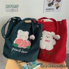 Cartoon Corduroy Tote Bag / Bag Charm / Set