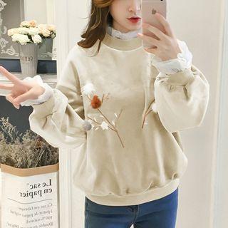 Lace Trim Pom Pom Pullover