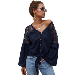 V Neck Cut-out Knitted Top