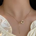 Interlocking Hoop Rhinestone Pendant Alloy Necklace 1 Pc - Necklace - Gold - One Size