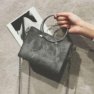 Round Handle Lettering Crossbody Bag