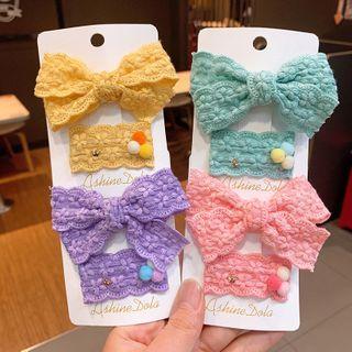Lace Bow-accent Hair Clip Set