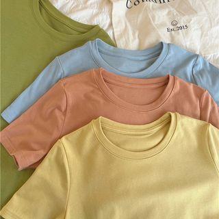 Simple Plain Short-sleeve Top