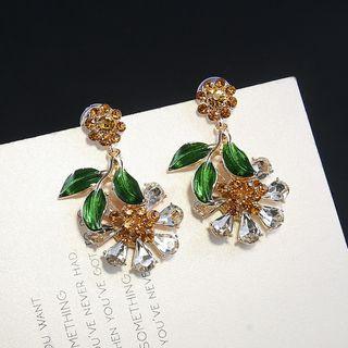 Faux Crystal Flower Dangle Earring As Shown In Figure - One Size