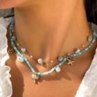 Set Of 2: Crystal Necklace Set Of 2 Pcs - Gold - One Size