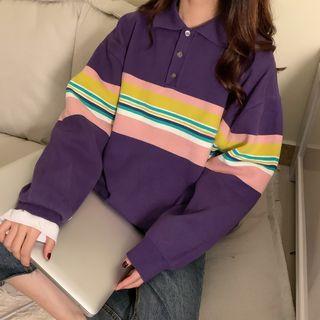 Color Panel Polo Sweater