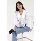 Puff-sleeve Chelsea-collar Blouse White - One Size