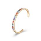 Fashion Plated Champagne Gold Open Bangle With Colorful Cubic Zircon Champagne - One Size
