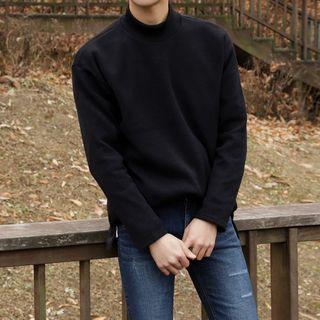 Mock-neck Brushed-fleece Lined Boxy-fit Pullover