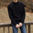 Mock-neck Brushed-fleece Lined Boxy-fit Pullover