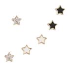3-pair Set: Alloy Star Earring 3 Pair Set - Alloy Star Earring - One Size
