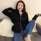 Frill Hem Zip-up Hoodie
