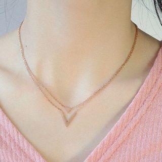Stainless Steel Triangle Pendant Layered Necklace 1315 - Necklace - One Size