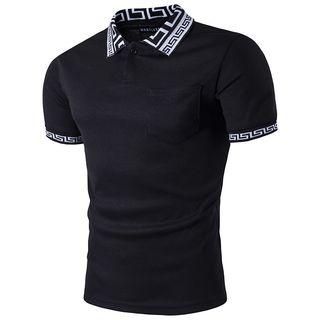 Print Panel Short-sleeve Polo Shirt