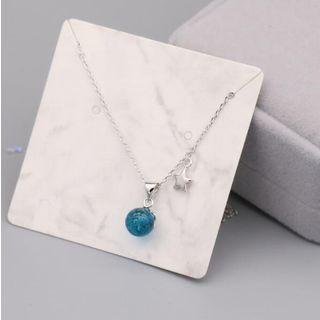 925 Sterling Silver Glaze Bead Pendant Necklace / Earring Set