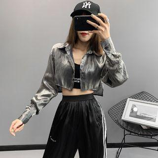 Dip-back Long-sleeved Crop Shirt