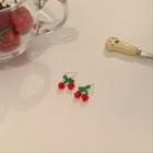 Cherry Bead Dangle Earring 1 Pair - Hook Earring - Red - One Size