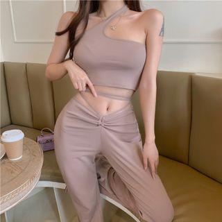 Set: One-shoulder Camisole + Boot-cut Pants