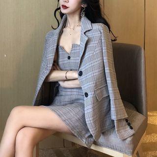 Plaid Blazer / Plaid Sleeveless Dress