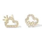Asymmetrical Rhinestone Stud Earring Earrings - Gold - One Size