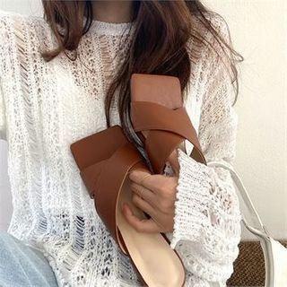 Square-toe Cross-strap Mules