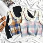 Check Sleeveless Knit Top