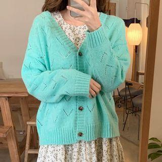 Pointelle-knit Loose-fit Cardigan