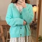 Pointelle-knit Loose-fit Cardigan