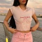 Set: Short-sleeve T-shirt + Sequin Corset Belt