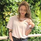 Plain Cross Strap Loose-fit Short-sleeve T-shirt
