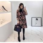 Flower Patterned Jacquard Shift Dress