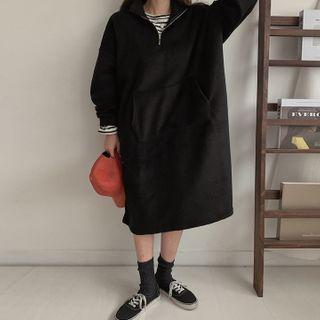 Fleece Midi Anorak Pullover Dress