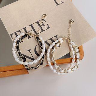 Faux Pearl Hoop Alloy Dangle Earring