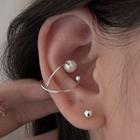 Faux Pearl Layered Ear Cuff 1 Pc - Pearl Clip On Earring - Silver - One Size