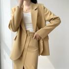 Set: Plain Blazer + Slit Pencil Skirt