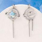Moon & Star Faux Crystal Asymmetrical Alloy Earring 1 Pair - Blue - One Size