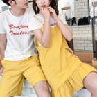 Couple Matching Lettering Short-sleeve T-shirt / Jumper Dress / Shorts