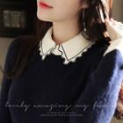 Two-tone Puff-shoulder Wool Blend Blouse
