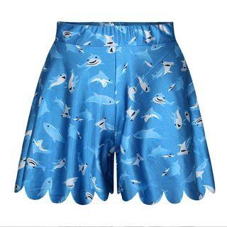 Shark Print Sport Shorts Blue - One Size