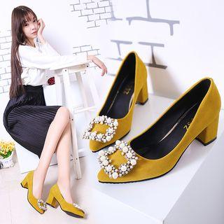 Beaded Block-heel Pumps