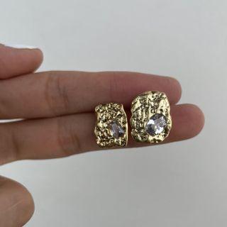 Irregular Rhinestone Alloy Earring